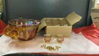 CARNIVAL PUNCH BOWL, GLASSES & LADLE