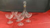 PINWHEEL CRYSTAL GLASSES & GLASS DECANTER