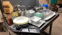 (2) TOTES - FONDUE SET, KNIFE BLOCK,BOWLS, MANDOLIN, BEER STEINS, BUBBA KEG, POT