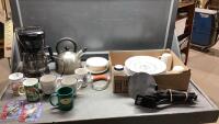 TOASTMASTER COFFEE MAKER, KETTLE, DISHES, MUGS