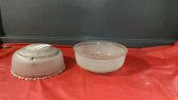 (2)MATCHING VINTAGE GLASS CEILING LIGHT COVERS