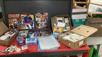 BOX OF HOCKEY TRADING CARDS, MAGAZINES AND REFILL ALBUM PACKS
