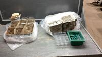 FLAT WITH ASSORTED CANNING JARS, EGG CARTONS, SEED STARTERS