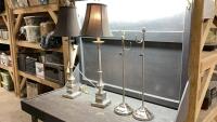 (2) TALL LAMPS - SILVER WITH DARK SHADES + (2) PURSE HOLDERS