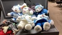 BOX OF STUFFIES AND MISC ITEMS