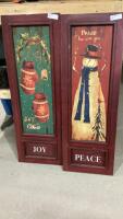 (2) CHRISTMAS WALL HANGINGS &ldquo;PEACE&rdquo; &ldquo;JOY&rdquo;