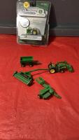 METAL JD MINI TRACTORS & IMPLEMENTS - NEW IN PACKAGE IS AN ERTL