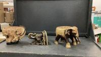 (3) RESIN PIECES - ELEPAHNT PLANT STAND, GIRAFFE PLANT POT AND ELEPHANT WALL SHELF