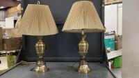 PAIR OF BRASS TABLE LAMPS