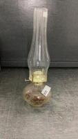 KEROSENE LAMP W/ CLEAR BASE AND TALL CHIMNEY