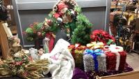 SHELF #9 - CHRISTMAS DECOR - GARLAND, TREE SKIRTS, WREATHS, ORNAMENTS
