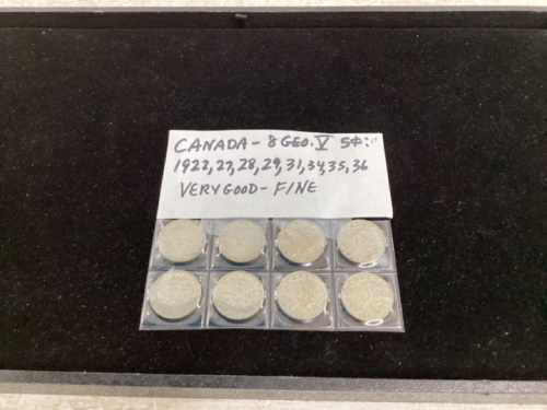 CANADIAN - 8 KING GEORGE V NICKELS