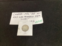 CANADA 1936 25 CENTS WITH DOT