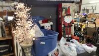 SHELF #5 - CHRISTMAS DECOR- 3&rsquo; GEM TREE, ORNAMENTS, MINI BULBS, SANTA STATUE
