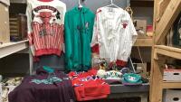 SPORTS MEMORIBILIA - CHICAGO BULLS JERSEY & SWEAT SHIRT, MIGHTY DUCK SWEAT SHIRTS, SPORT FIGURINES