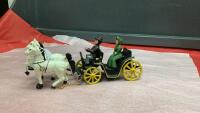 CAST HORSE & WAGON W/ REMOVEABLE DRIVER & PASSENGER