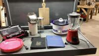 (2) CONTAINERS - ELECTRIC KNIFE, HOT AIR POPPER, SLOW COOKER,