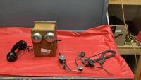 NORTHERN ELECTRIC ANTIQUE PHONE AND AN OPERATOR'S HEADPHONE SET