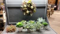 BOX W/ARTIFICIAL PLANTS