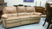 TAN LEATHER RECLININGG SOFA