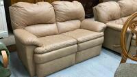 TAN LEATHER LOVESEAT