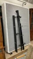 (2) QUEEN BOX SPRINGS & (2) METAL ROLLING BED FRAMES