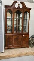 2-PIECE LIGHTED CHINA CABINET W/ MIRRORED BACK