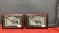 (2) MATCHING ELEPHANT ART WORK IN SHADOW BOXES