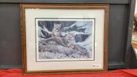 COUGAR PRINT - "FIRST WINTER" BY RM CONDON IN WOOD FRAME