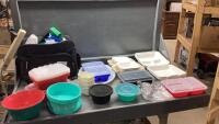 GROCERY BAGS, SMALL DUFFLE BAG, TAKE OUT CONTAINERS
