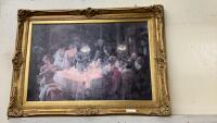 LARGE OIL PAINTING W/ ORNATE GOLD FRAME