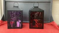 (2) HALLOWEEN. LANTERNS W/ BATTERY CANDLES