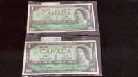 (2) CANADA $1 CENTENNIAL BILLS