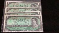 (4) CANADA 1967 $1 BILLS - SERIAL #'S IN SEQUENTIAL ORDER