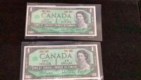 (2) CANADA 1967 CENTENNIAL DOLLAR BILLS