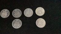(6) CANADA 50 CENT PIECES - 1972/1974/1975/1976
