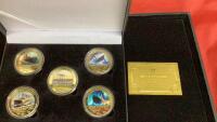 (5) 24K GOLD PLATED RMS TITANIC COINS IN CASE
