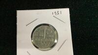 CANADA 1951 FIVE CENT COIN