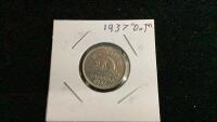 CANADA 1937 5 CENT COIN