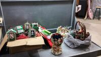 (2) BOXES - CHRISTMAS DECOR - PINE CONES , MUSICAL ORNAMENTS