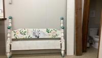 QUEEN HEADBOARD/FOOTBOARD HANDPAINTED W/ HORSES & FLOWERS