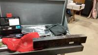 TOOLBOX W/CRAFT ITEMS, JOURNAL, HEAT PAD, WOOD BOX