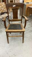 ANTIQUE CHAIR W/ LEATHER SEAT