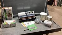BOX WITH FOOD SAVER VACUUM SEALER , EXTRA BAGS/ROLLS AND CONTAINERS