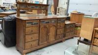DRESSER W/ BEVELLED MIRROR & SIDE TABLE - SLATE DETAILS