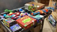 (2) BOXES OF ASSORTED GAMES, TOYS, NERF GUN