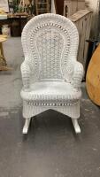 VINTAGE WHITE WICKER ROCKING CHAIR