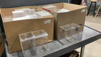 (2) BOXES OF PLASTIC CONTAINERS - 2 SIZES - THEY DID HOLD BEANIE BABIES