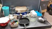(2)BOXES -MUGS, CANNISTER, CONDIMENT SERVER, ICE CUBE TRAYS