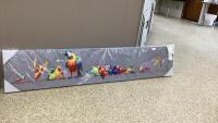 LONG OIL PAINTING OF BIRDS ON CANVAS